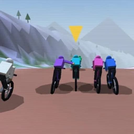 Downhill Mayhem thumbnail showing mountain bikers racing down a snowy peak