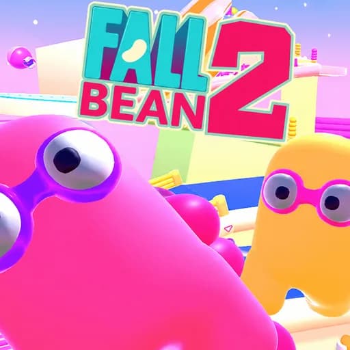 Fall Bean 2 thumbnail showing pink and yellow bean characters with googly eyes on a pastel obstacle course